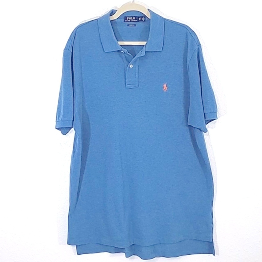 Polo Ralph Lauren Shirt‎ Mens XL Heathered Blue Short Sleeve Collared